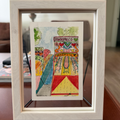 Hand-painted watercolor artwork in a white wooden frame — "Xochimilco" (Unique piece)