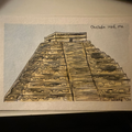 Hand-painted watercolor artwork in wooden frame "Chichen-itza" (Unique piece)