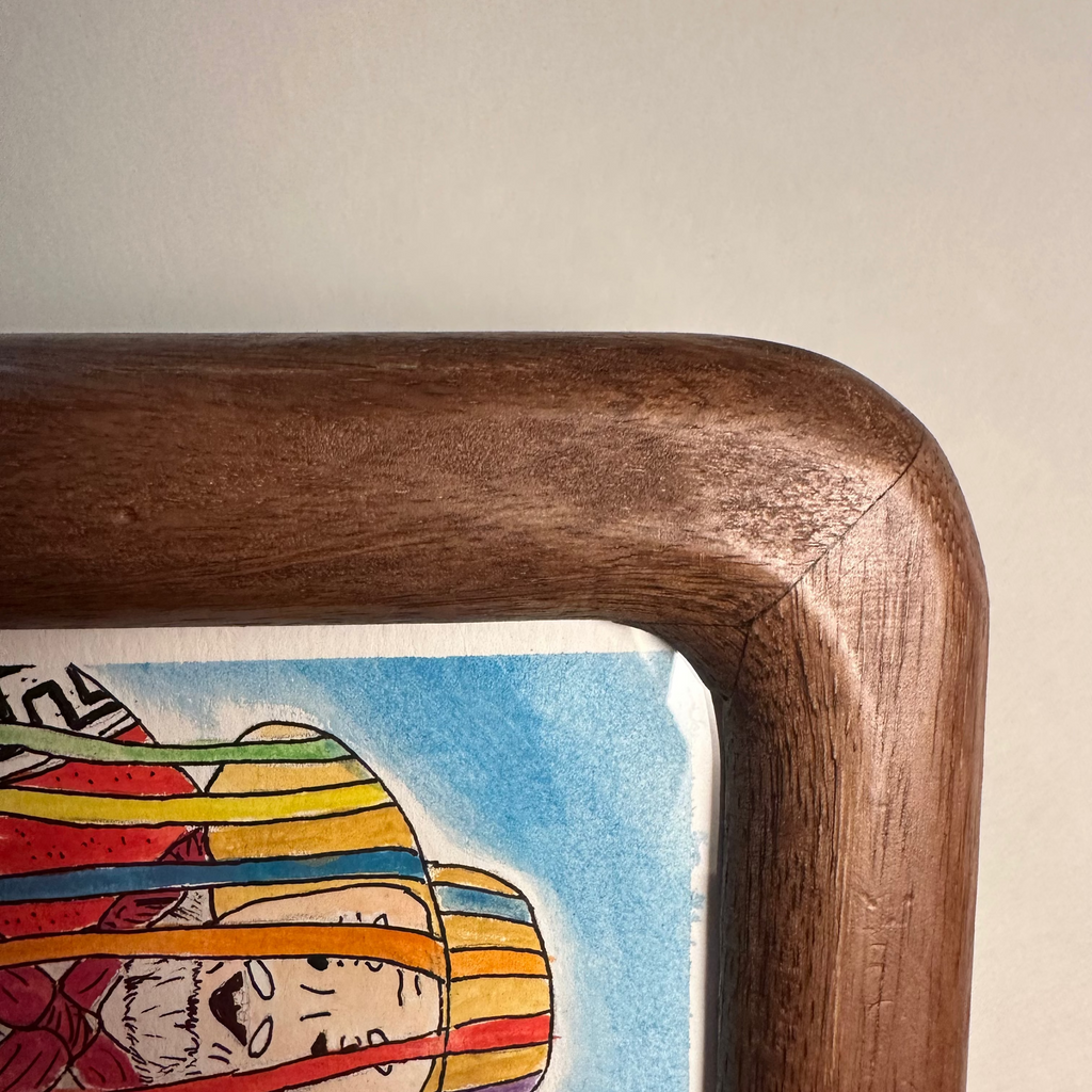 Pintura hecha a mano (Acuarela) con marco de madera "Viejitos" (pieza única)