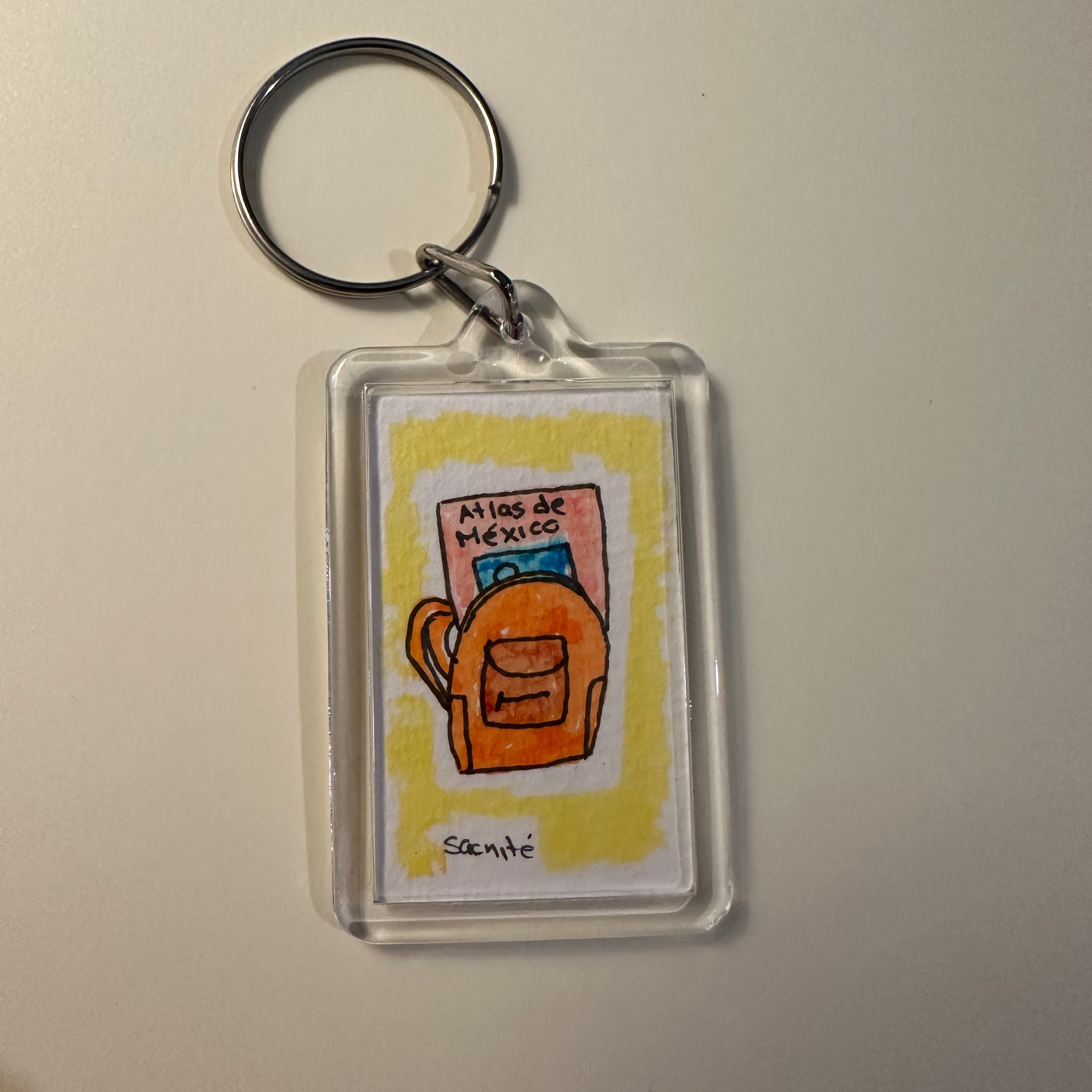 Keychain with handmade painting — "Atlas" (Unique piece)