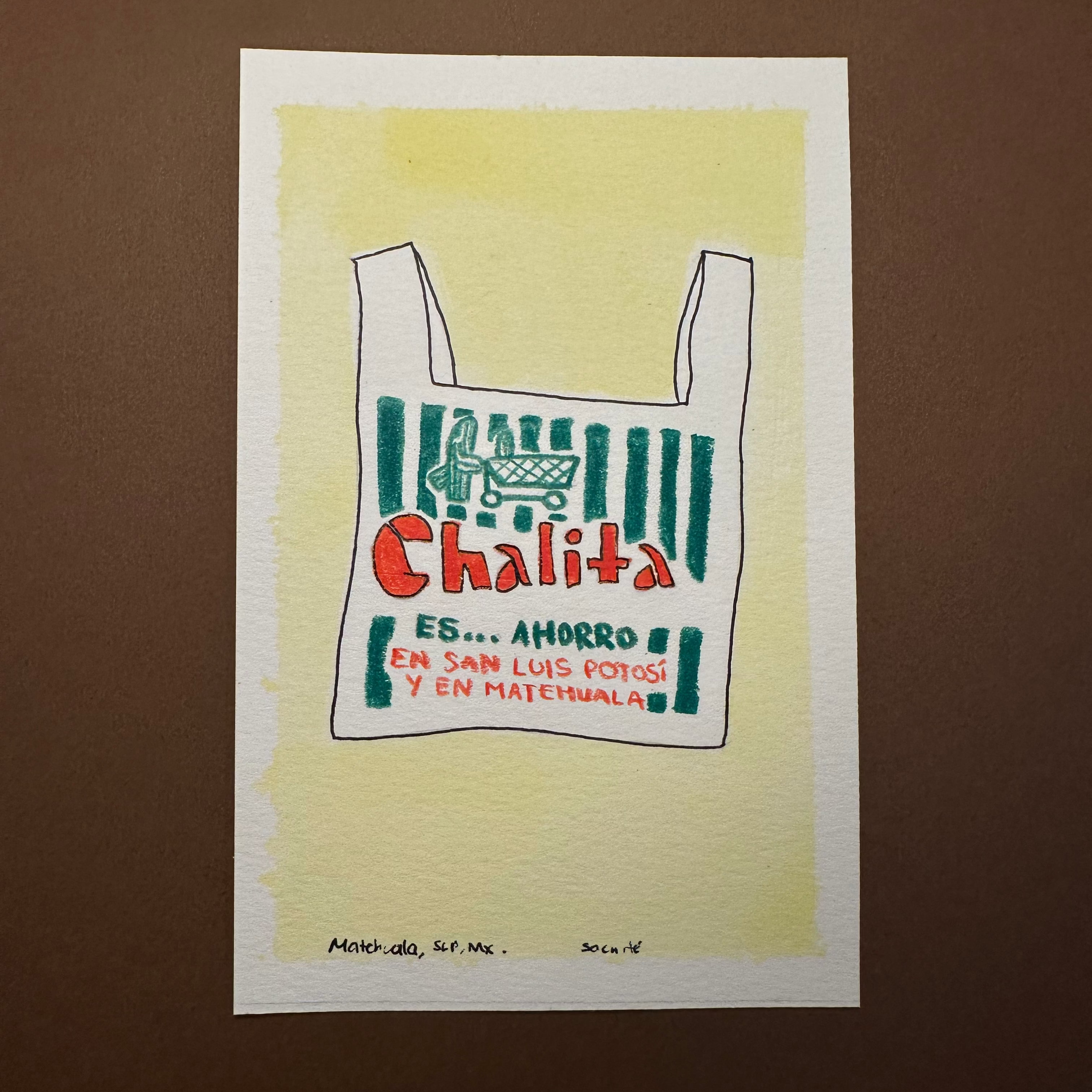Obra de arte pintada a mano (acuarela)  — "Chalita" (Pieza única)