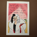 Pintura hecha a mano (acuarela) "Cruella bajo la lluvia" (pieza única)