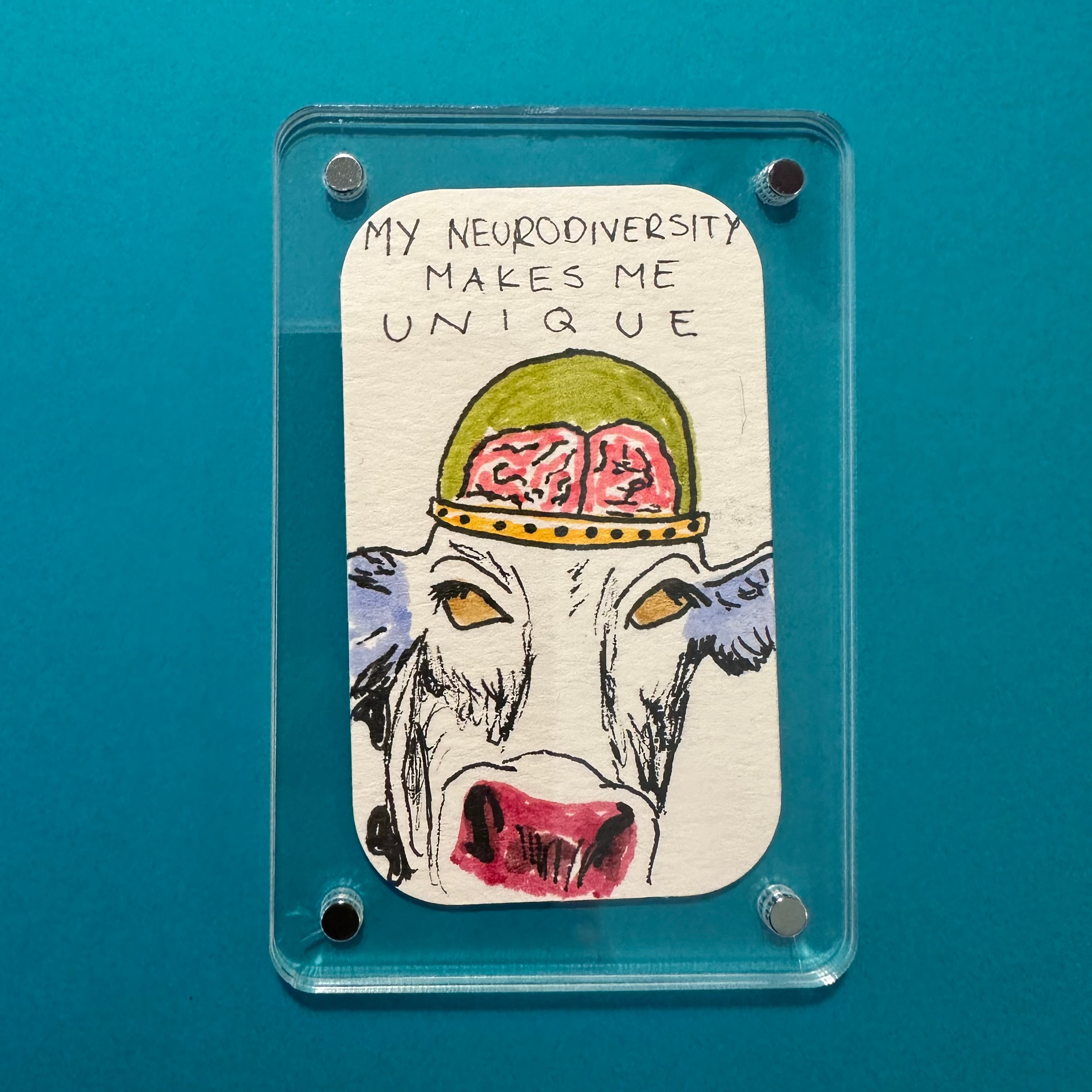 Pintura hecha a mano (Imán para refrigerador) "Cow" (pieza única)