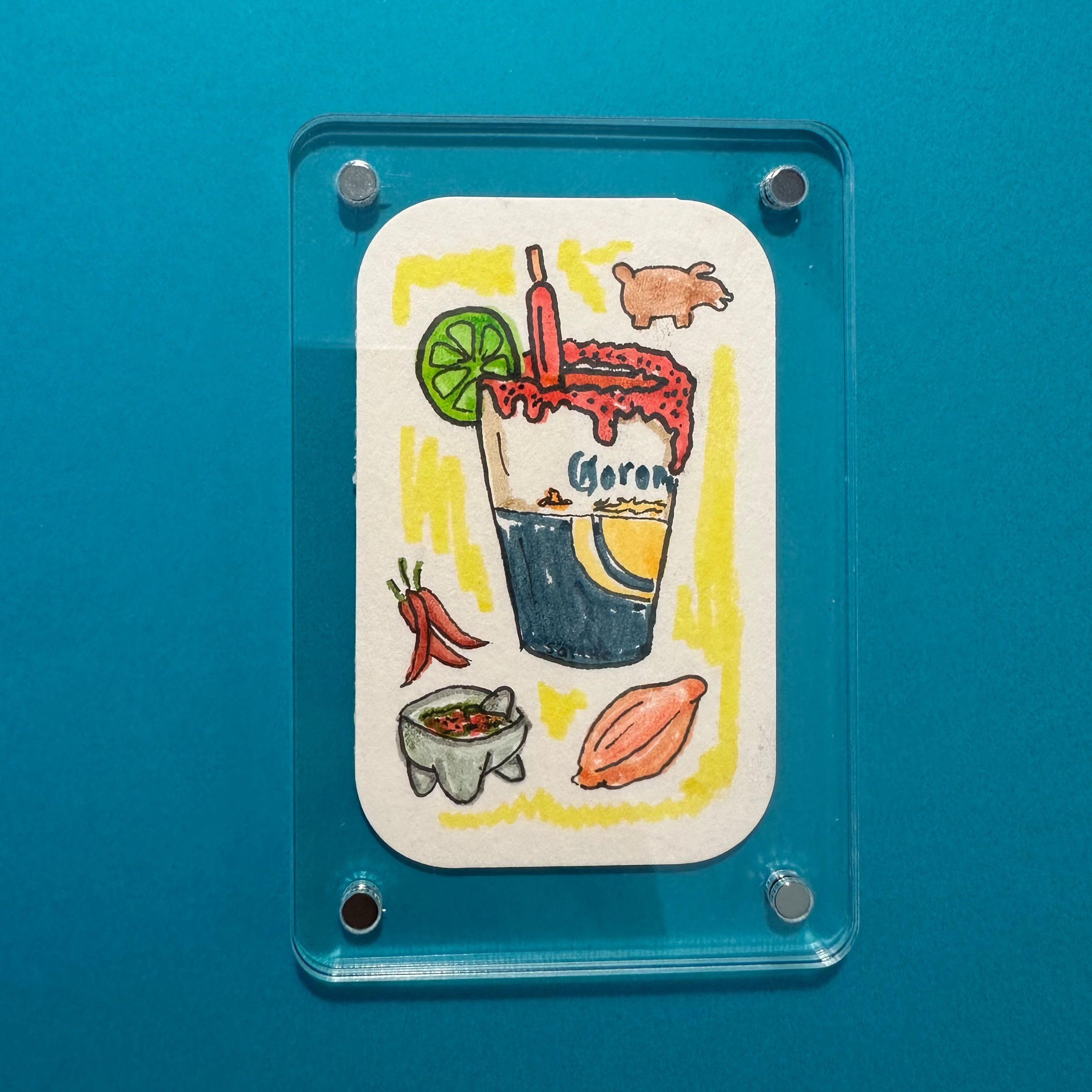 Pintura hecha a mano (Imán para refrigerador) "México" (pieza única)